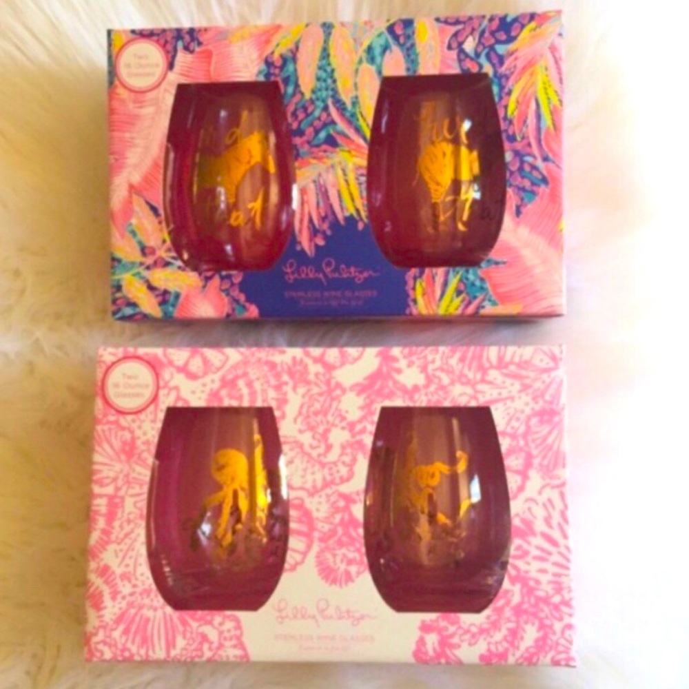 Lilly Pulitzer set of wine glasses new